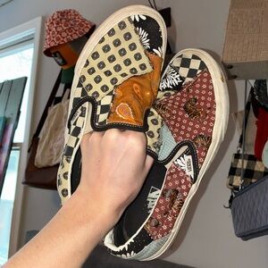 Vans Patchwork Slip-On Sneakers - Black, Brown, Tan, Cream